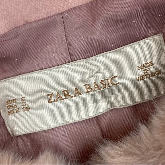 ZARA Faux Fur Panel Coat in Pink - Picture 6 of 11